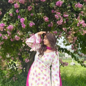 White Floral Suit Set
